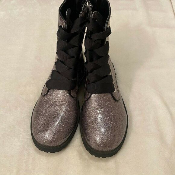 Circus By Sam Edelman Womens Taupe Glitter Round Toe Lace Up Combat Boot Size 5 - Picture 3 of 8